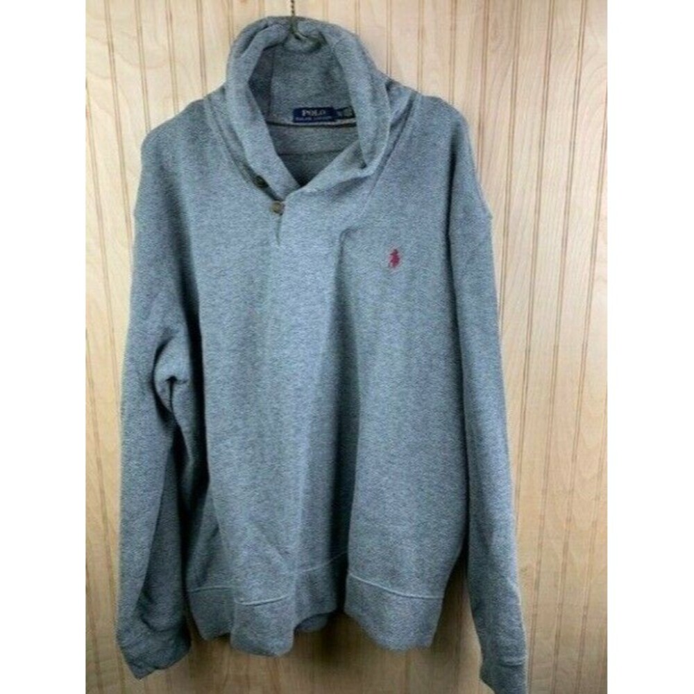 Polo Ralph Lauren Size XL Mens Long Sleeve Polo Shirt Gray 1/4 Button Sweatshirt